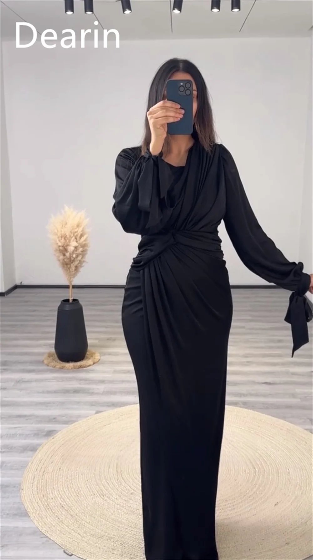 Customized Evening Dress Prom Gown Party Occasion Formal YPMWZX Scoop Neckline Column Floor Length Skirts Vertically Bespoke Occ