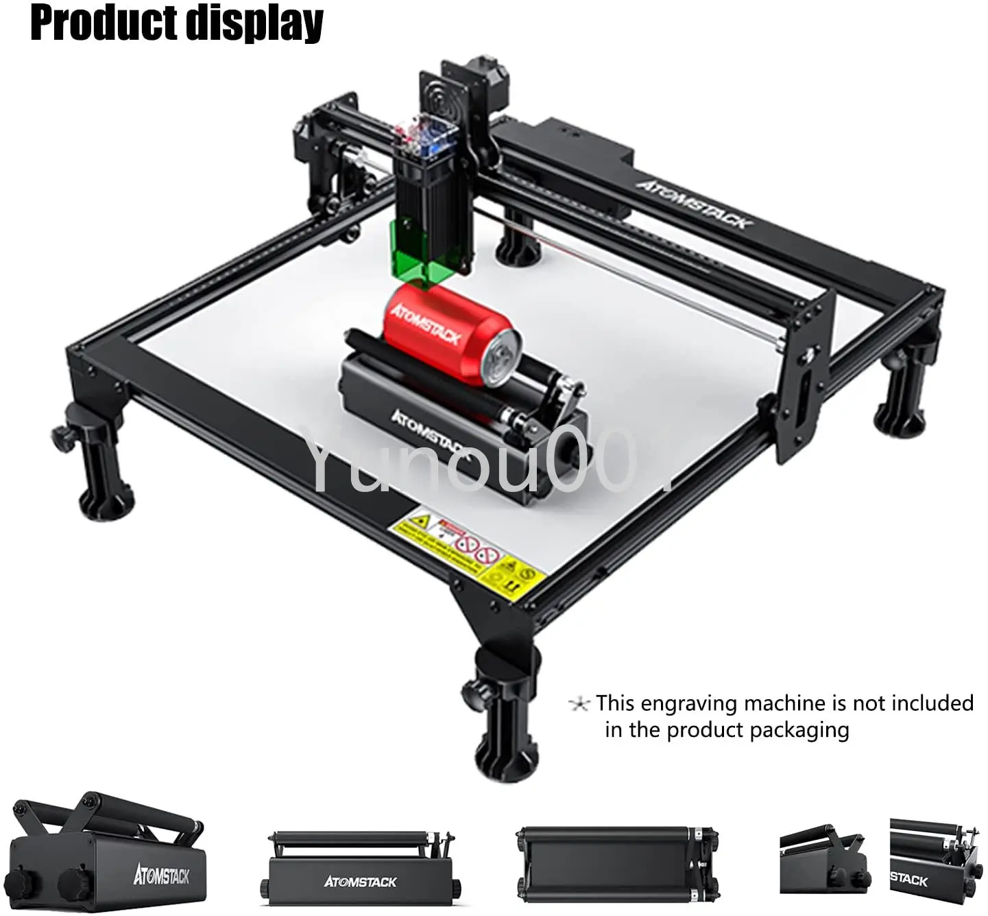 

Laser Engraver Y-axis Rotary Roller Engraving Module for Engraving Cylindrical Objects Cans with 4 Heightening Column