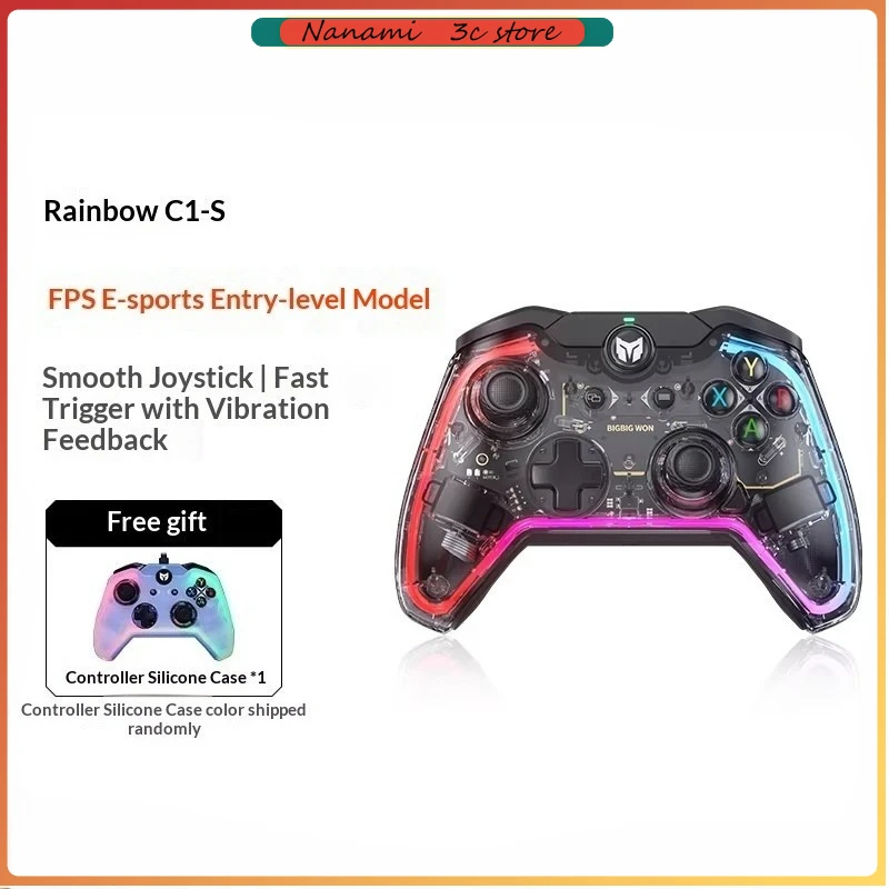 

BIGBIG WON C1 lite S Wired Game Controller For Switch PS4, Win10/11 With Joystick RGB Light Audio Rainbow Athletic Alterations