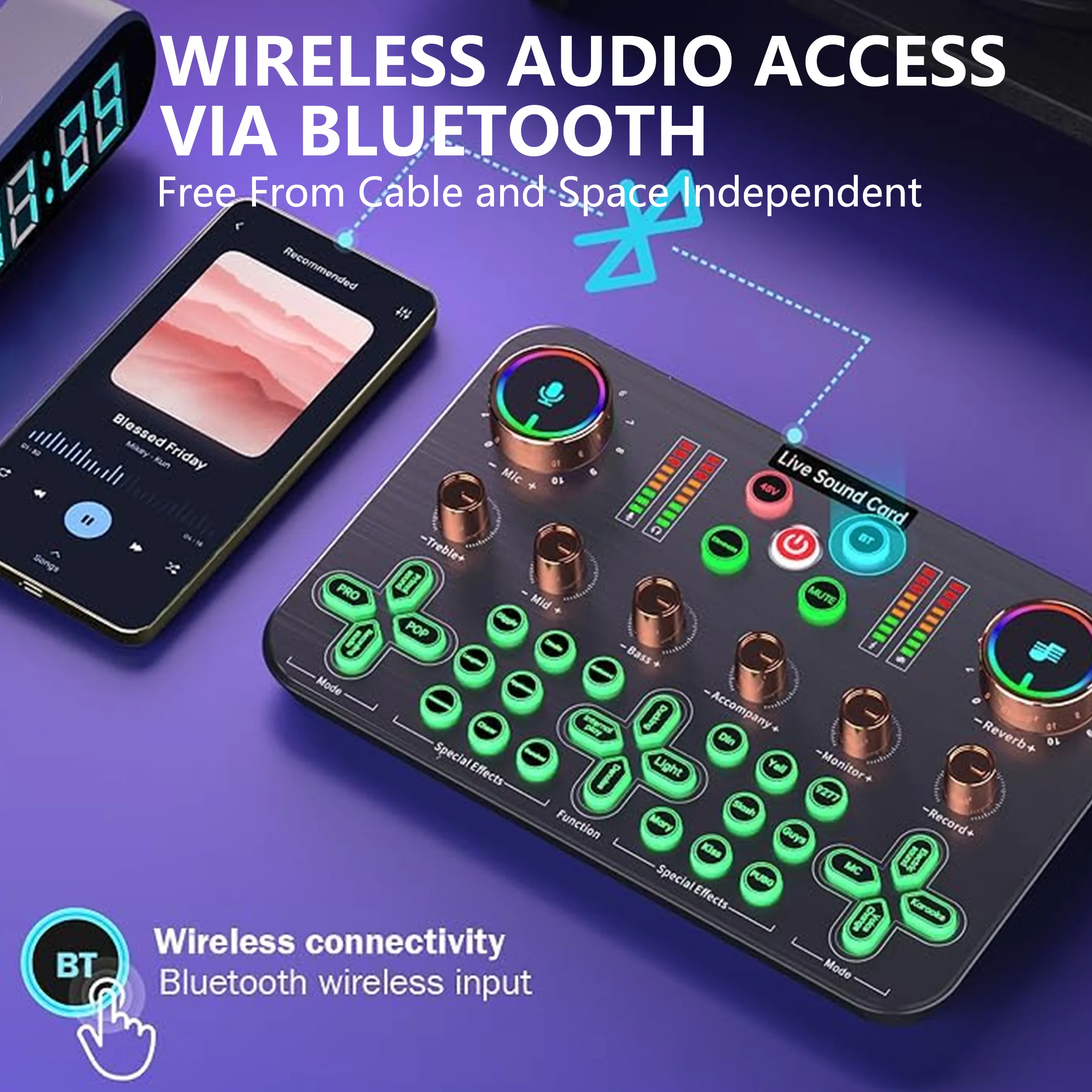 K600 48V النسخة الإنجليزية بطاقة الصوت الحية USB الكمبيوتر بودكاست لبطاقة الصوت البث المهنية الأمازون Tiktok