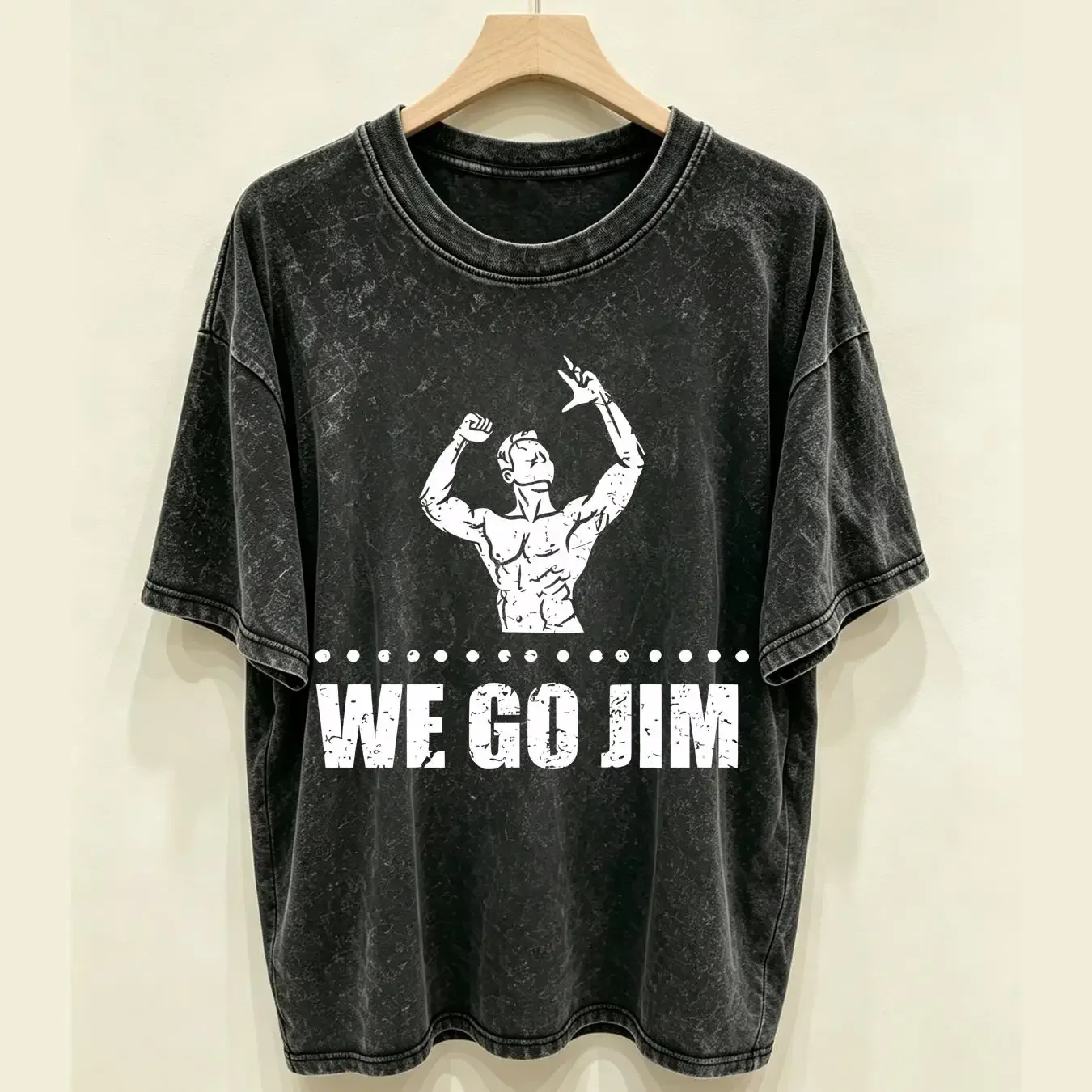 washed T Shirt We Go Jim Gym Bro Culture Workout Classic Pump Cover Funny Vintage Men's vintage Washed fashion Comfortable