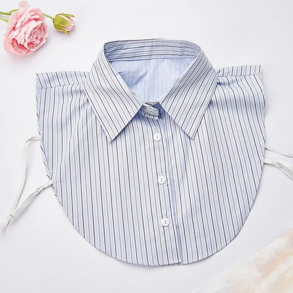 Модный хлопковый полосатый искусственный воротник, съемный классический галстук спереди, винтажная повседневная ложная блузка с воротником для женщин