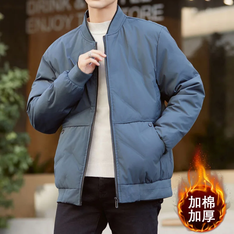 Down cotton jacket winter thick cotton jacketmens trendy new casual jacket stand up collar versatile cotton jacket, top in