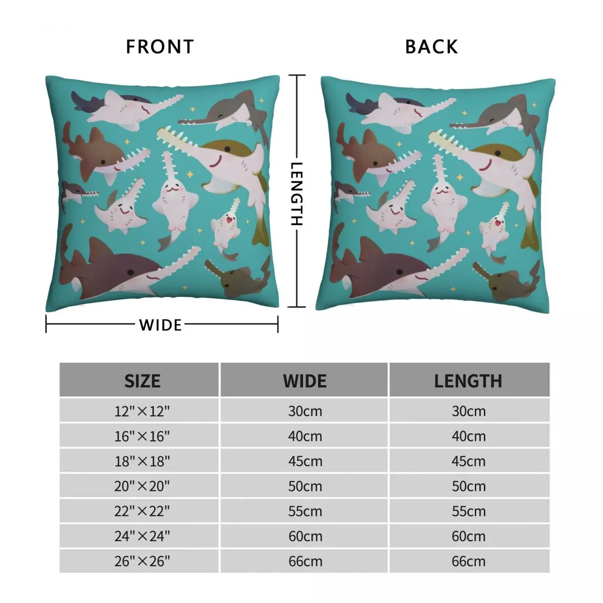 Sawfish Square Pillowcase Polyester Linen Velvet Pattern Zip Decorative Throw Pillow Case Sofa Seater Cushion Cover