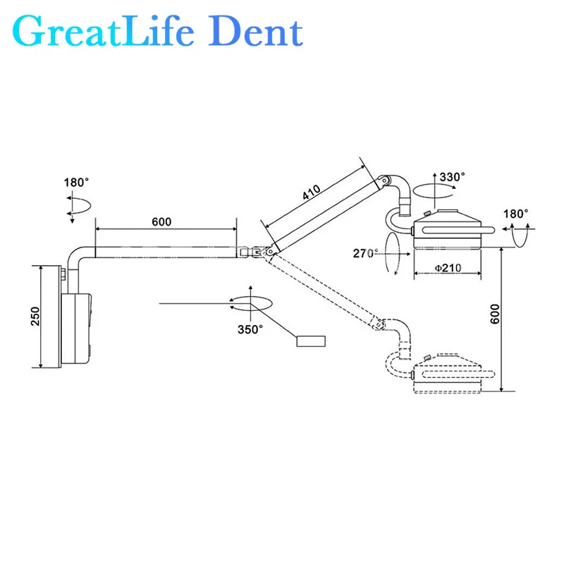 GreatLife Dent 36w 12 Bulbs Led Dental Operation Wall-Mounted Ceiling Medical Exam Shadowless Surgical Dental Vet Pet Lamp Light