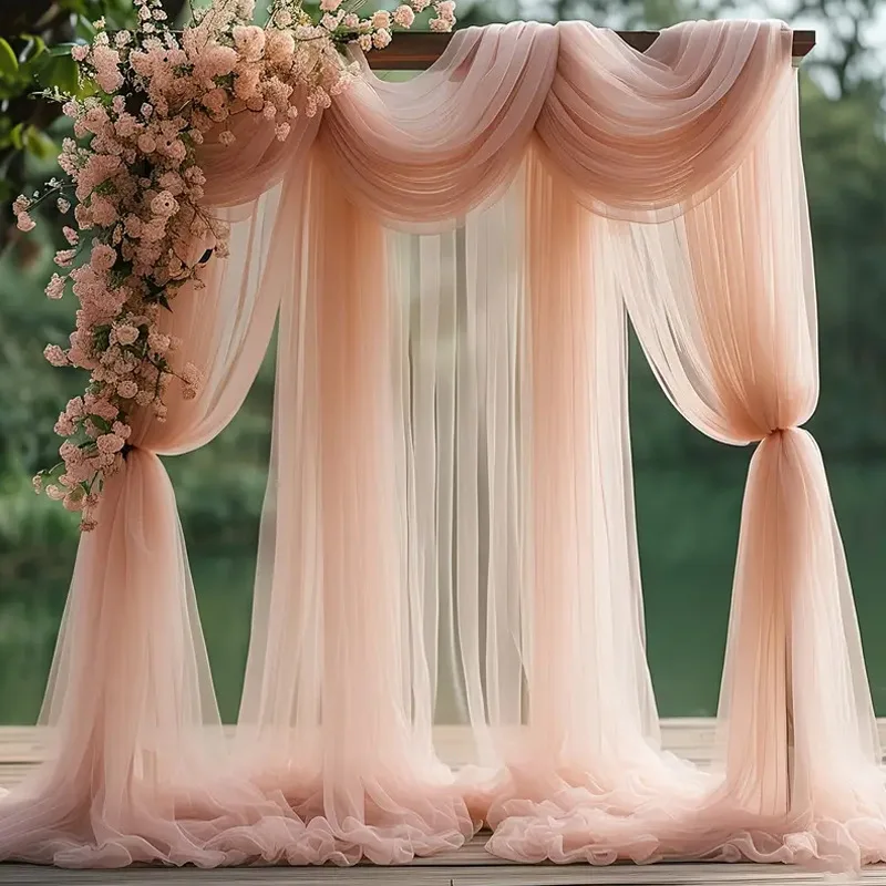 

Dirty Pink Tulle Backdrop Curtains for Parties, Backdrop Curtain Wedding Photo Background Drapes for Baby Shower Birthday Party