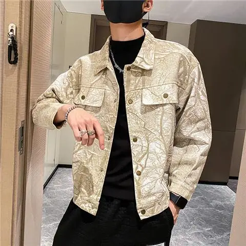 Trendy Brand Men's Branch Print Coat Trendy Jacket New Men's Top