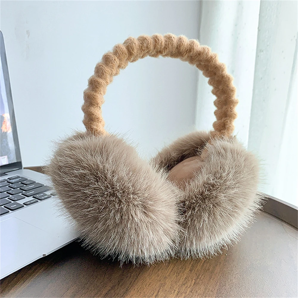 Cute Plush Fur Headphones Women Winter Warm Earmuffs Soft Cashmere Solid Fur Earplugs Fashion Unisex Ear Cover Outdoor Supplies