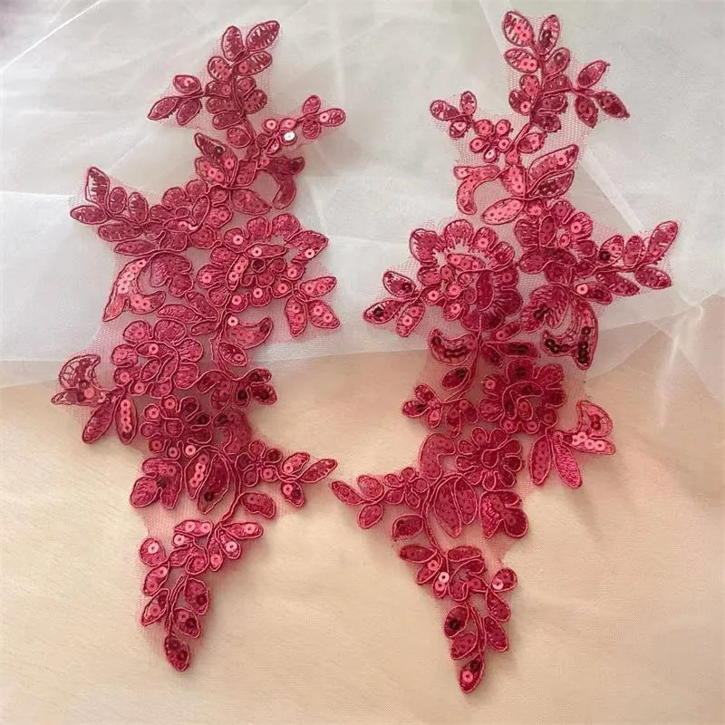 20 Stück/10 Paare. 17 Farben Spitzenborte mit glänzenden Pailletten und verspiegelten Blumen. Hochzeitskleid, Hochzeitsschuhe, Kopfschmuck, DIY-Nähzubehör. – Detail 11