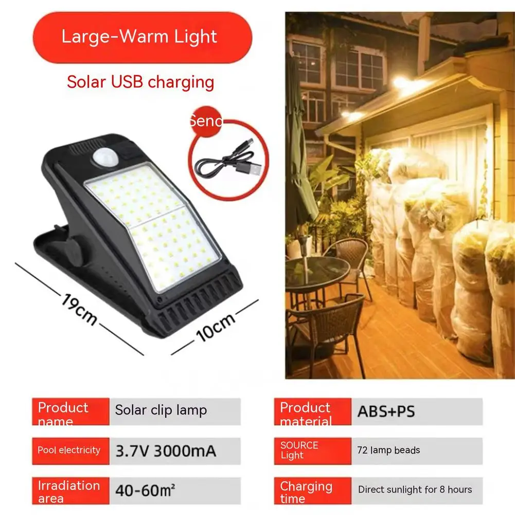 

NEW 72led Clip On Solar Light Outdoor Super Bright Motion Sensor Wall Lamp For Fence Deck Wall Garage Patio