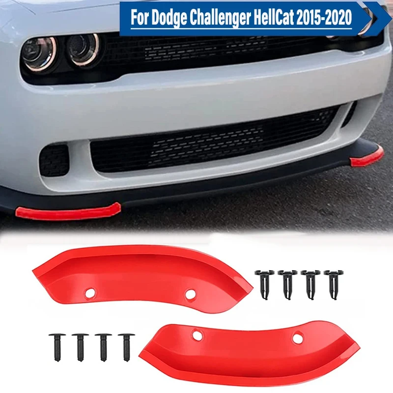 2Pcs Front Bumper Lip Shovel Protector Strip Lower Bumper Spoiler Protector For Dodge Challenger HellCat Widebody 2015-2020