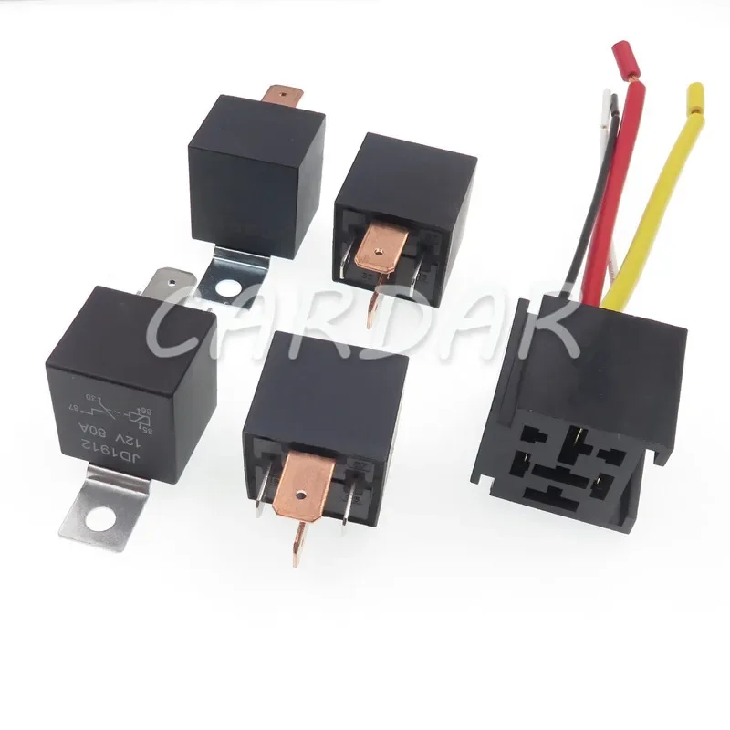 2 set  Automotive Relay 4Pin 80A 12v-48v Large Current Socket/Direct Current Auto Relay With Iron Mounting Hole
