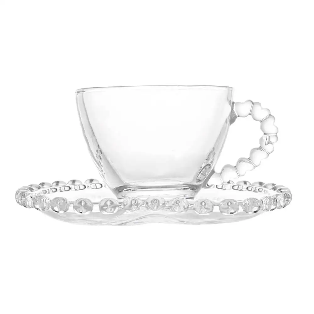 Coffee Cup With Saucer In Crystal Heart 80ml - Lyor 1678