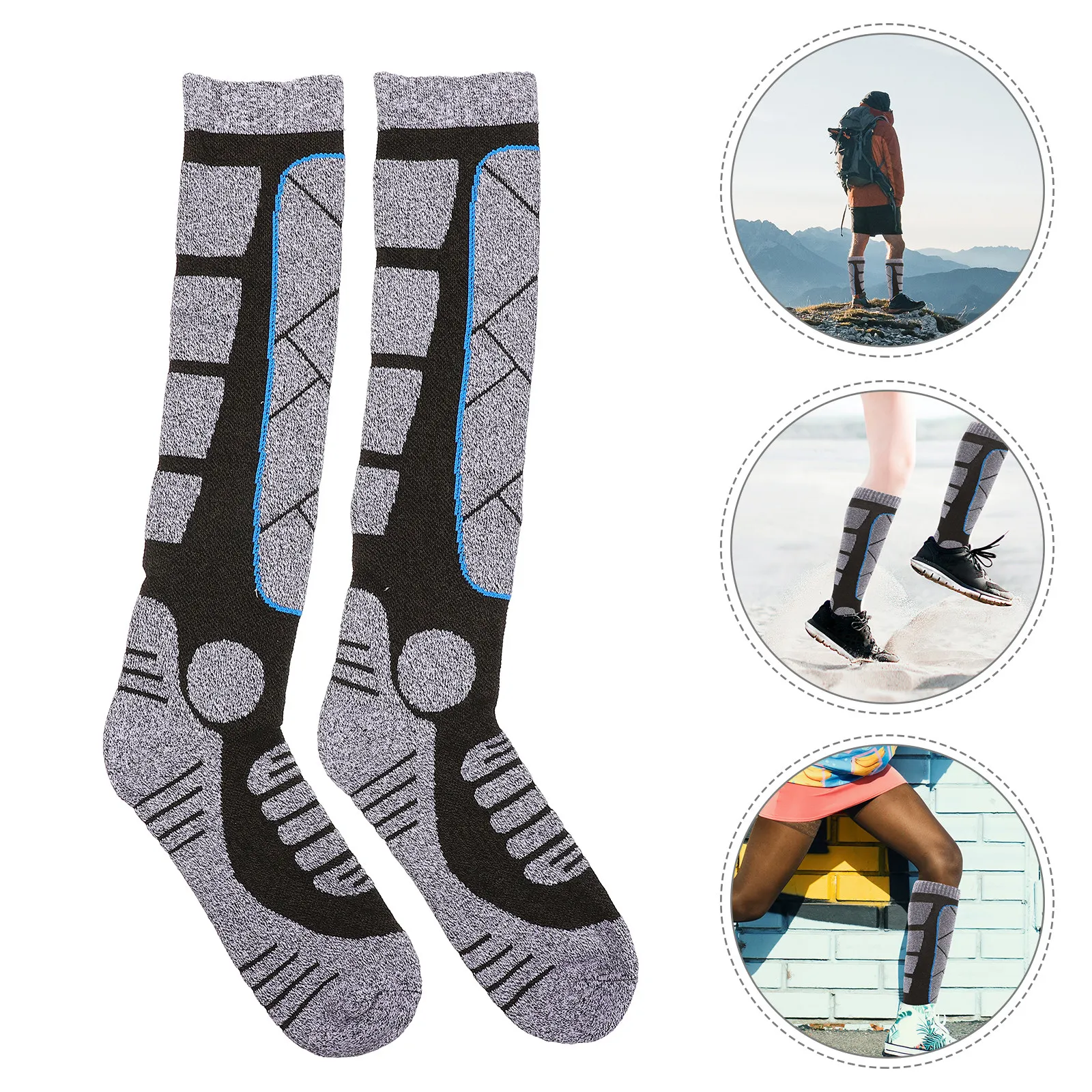 

1Pair Thickened Skiing Socks High-Quality Cotton Ergonomic Design Warm Breathable Non-Slip Winter Sports Hiking Mountaineering