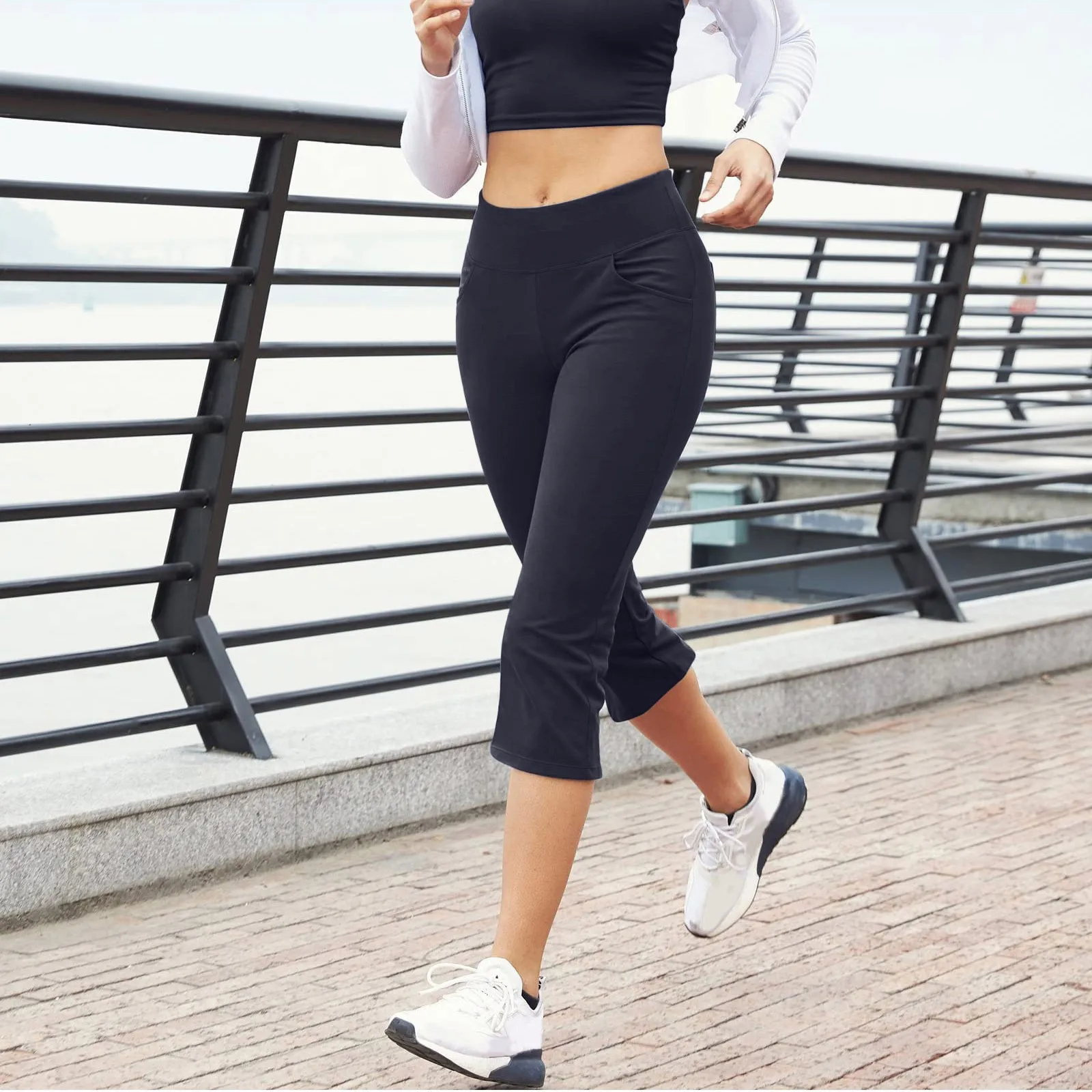 

Women's Sports Pants Gym Sport Leggings Woman Tights Casual Cropped Female Leggings High Waist Yoga Pants with Side Pockets