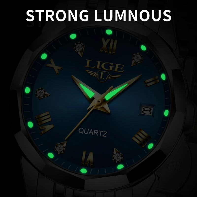 Lige topo de luxo elegante relógio feminino moda senhoras relógio à prova dwaterproof água luminosa data quartzo relógio pulso reloj mujer namorada presentes