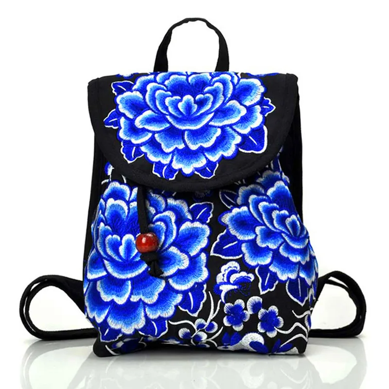 Vintage Embroidery Ethnic Style Backpack Ladies Elegant Handmade Rucksack Shopping Cover Backpacks for Women Mochilas Para Mujer