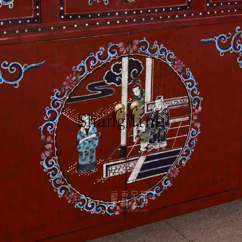FG good-looking Chinese furniture painted dining edge elm porch old shoe cabinet storage retro antique furniture