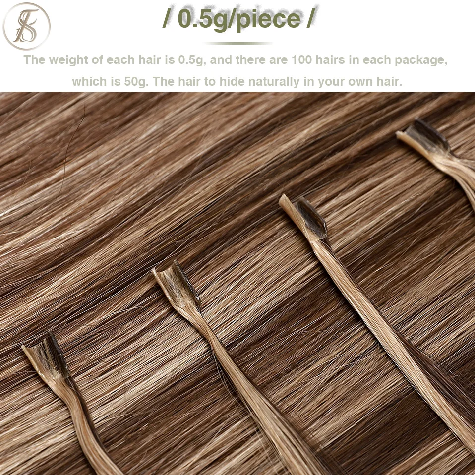 TESS 50pcs U Tip Hair Extensions Microlink Keratin Fusion Hair Extensions Human Hair Capsules Pre Bonded Natural Hair Extension