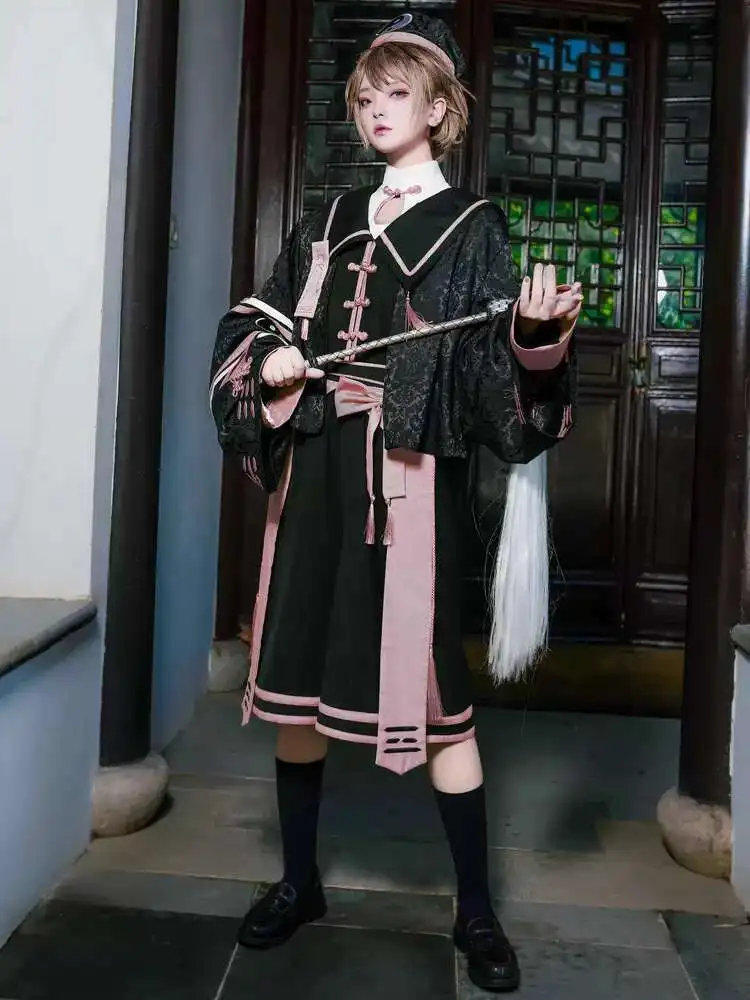 Gonna Lo quotidiana Nero Giallo Hater Pantaloni Fascia da smoking Cappello Halloween Cos Cosplay Nuovo Lolita Piccolo vestito taoista Zombie Gemini Op