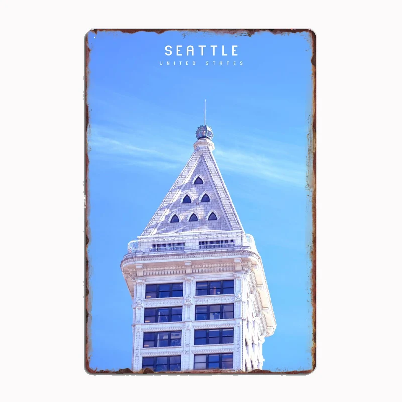 Seattle, United States Coast Travel Scenic Spot Poster Metal Plaque Tin Sign Home Decor Room Decoration Kitchen Wall Decor