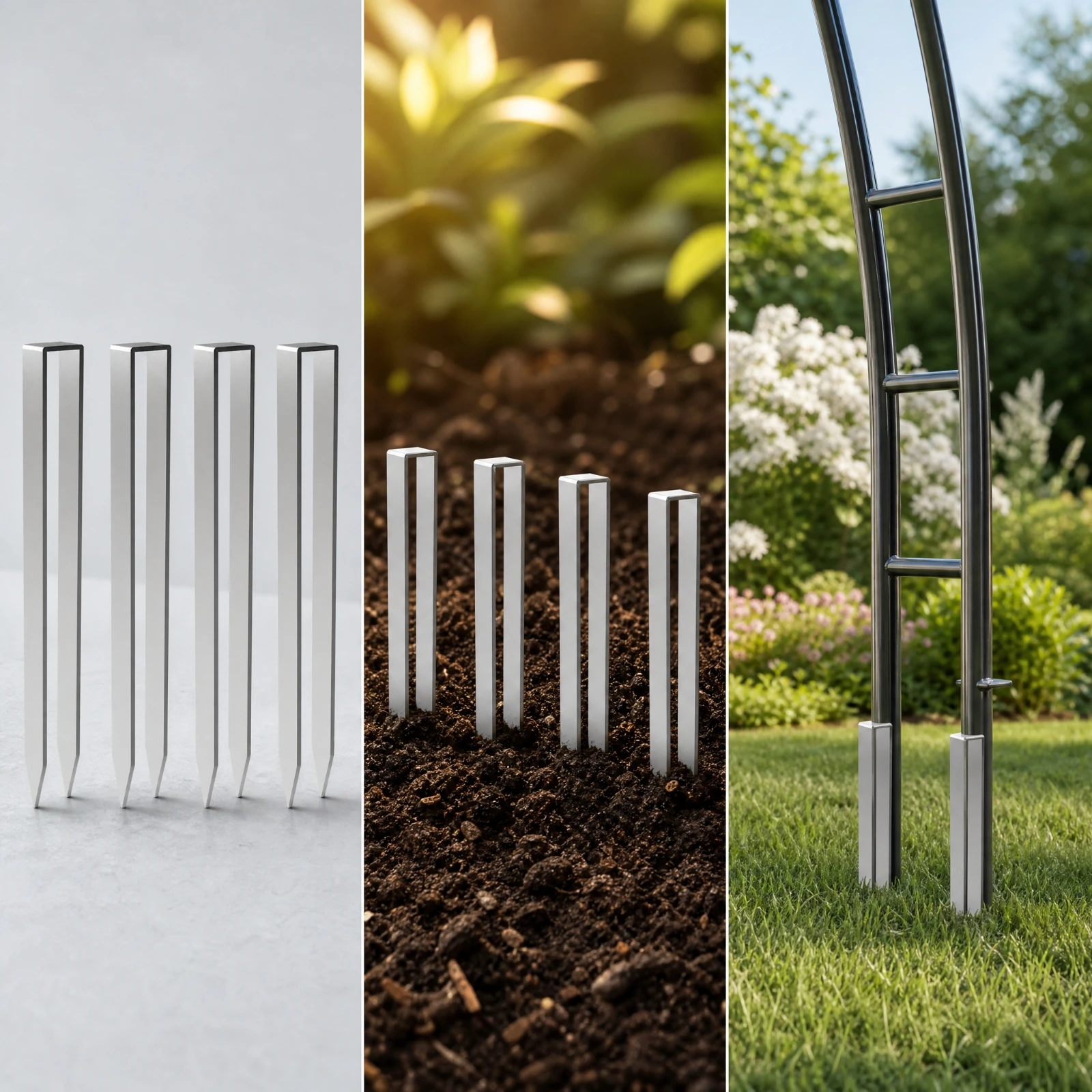 4 Pieces Ground Anchor Rust Proof U-Shaped Ground Anchor Stake Garden Stakes Reusable for Outdoor Structures, Camping