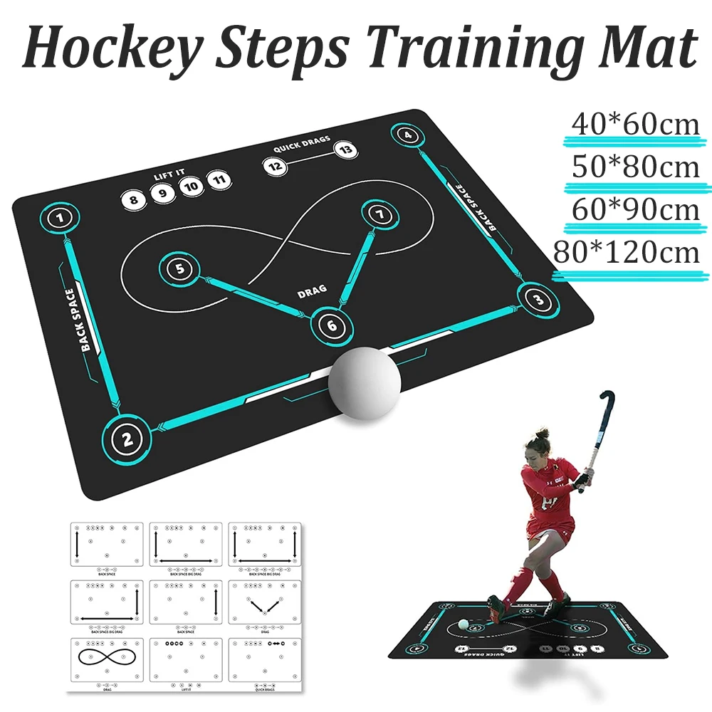 Tapete de Entrenamiento de Hockey, Silencioso, Antideslizante, de Goma, con Marcas Precisas, para Interior y Exterior, para Practicar Drible y Manejo del Palo, para Todas las Edades