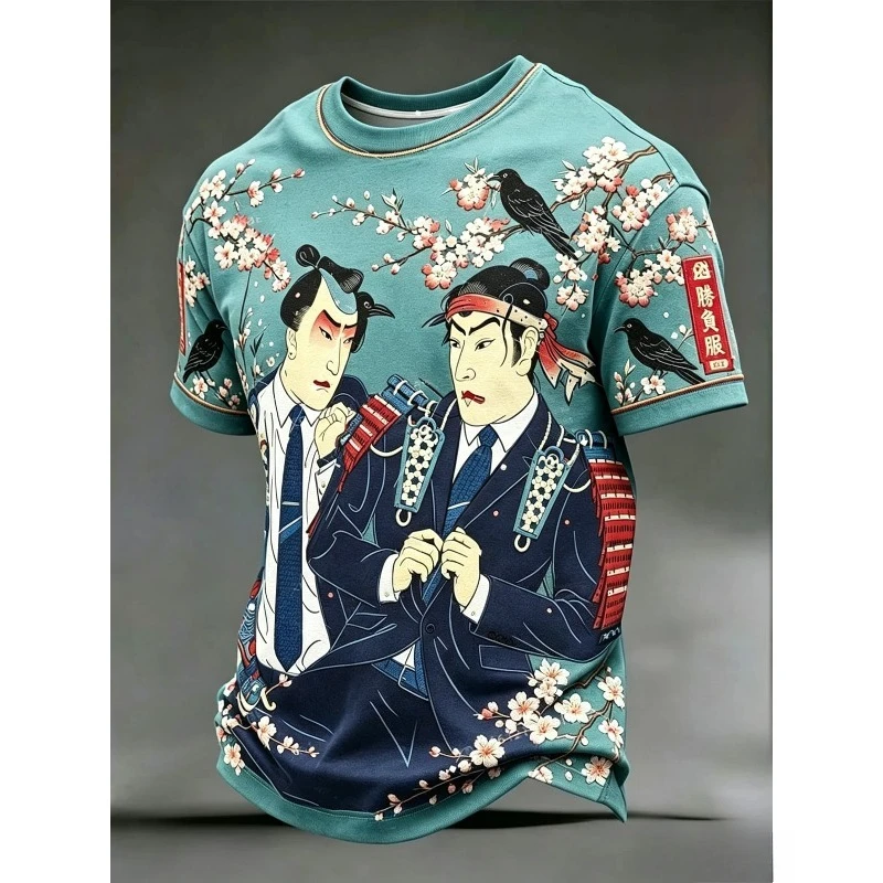 2026 Japan Themed Four Seasons Vertical Stripe 3D Crew Neck Jersey Unisex Quick Dry Breathable Short Sleeve Soccer Casual Top