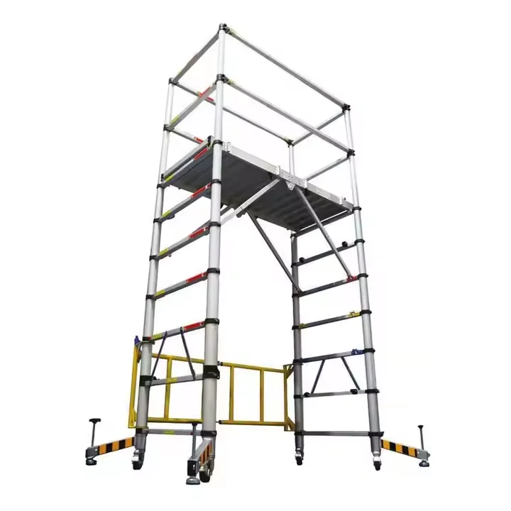 Mobile Scaffolding Telescopic Aluminum Ladder With Wheel