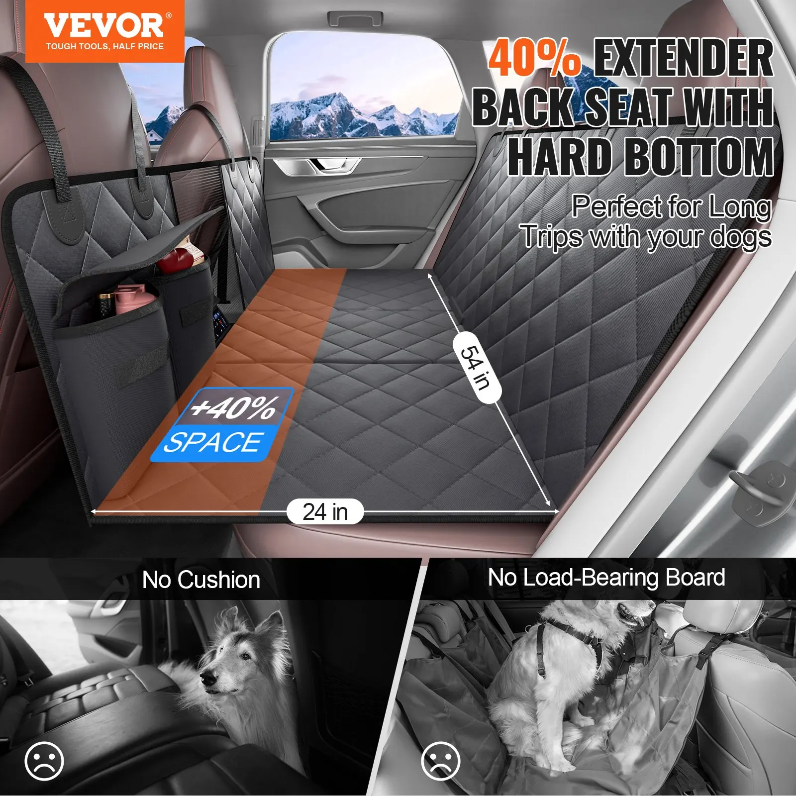 

Dog Car Seat Cover For Back Seat 54 X 24 In Waterproof 600D For Cars