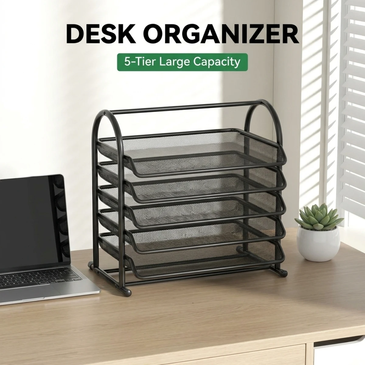 

Duty Desk Organizer – Large Capacity Steel File Holder, Smooth Edges & Non-Slip Feet, Easy Install for Office Home