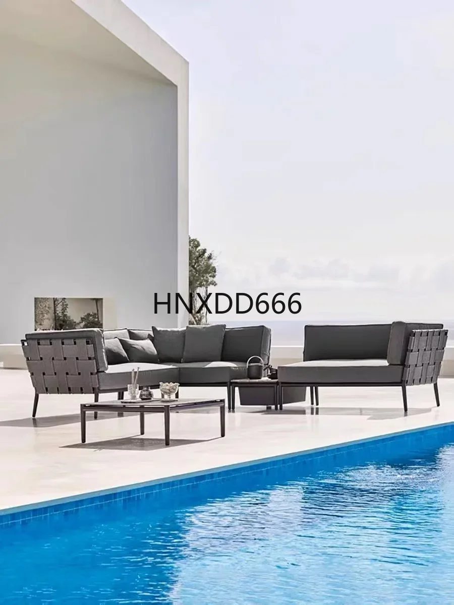 Outdoor waterproof and sunscreen webbing garden sofa combination