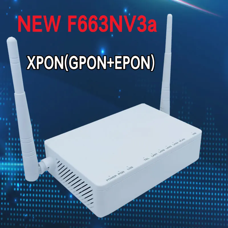 F663NV3A GPON EPON XPON 1GE + 3FE + 1 POTS + 2.4GWifi ONU ONT البرامج الثابتة الإنجليزية التيار المتناوب 2 هوائيات راوتر ont مودم