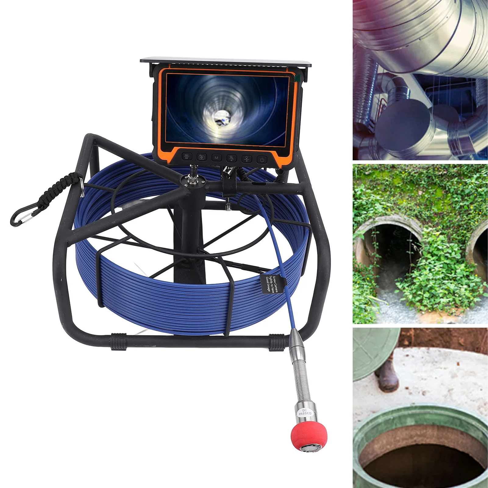 Cámara de alcantarillado inspección de plomería 7 pulgadas LCD IP68 cámara de tubería a prueba de agua grabadora DVR 30 m/98,4 pies IP68 grabadora DVR a prueba de agua