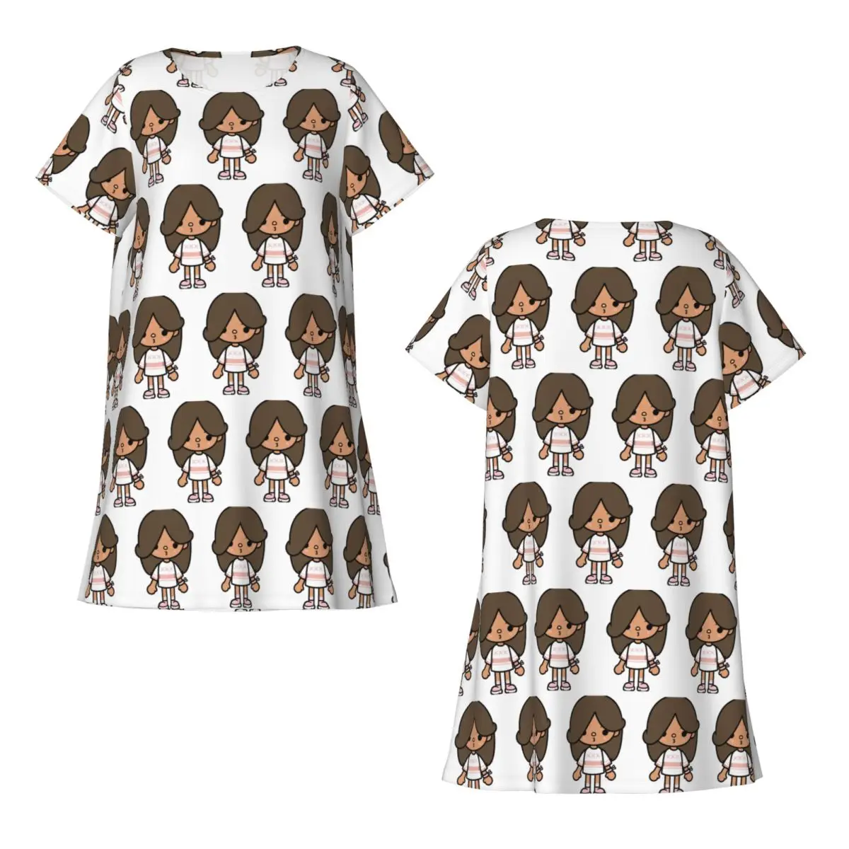 Toca Life Box - Toca Boca Cute Short Sleeves Nightdress Sleeping Sleepshirts Women Short Sleeve Nightgowns Loose Pajama Dress