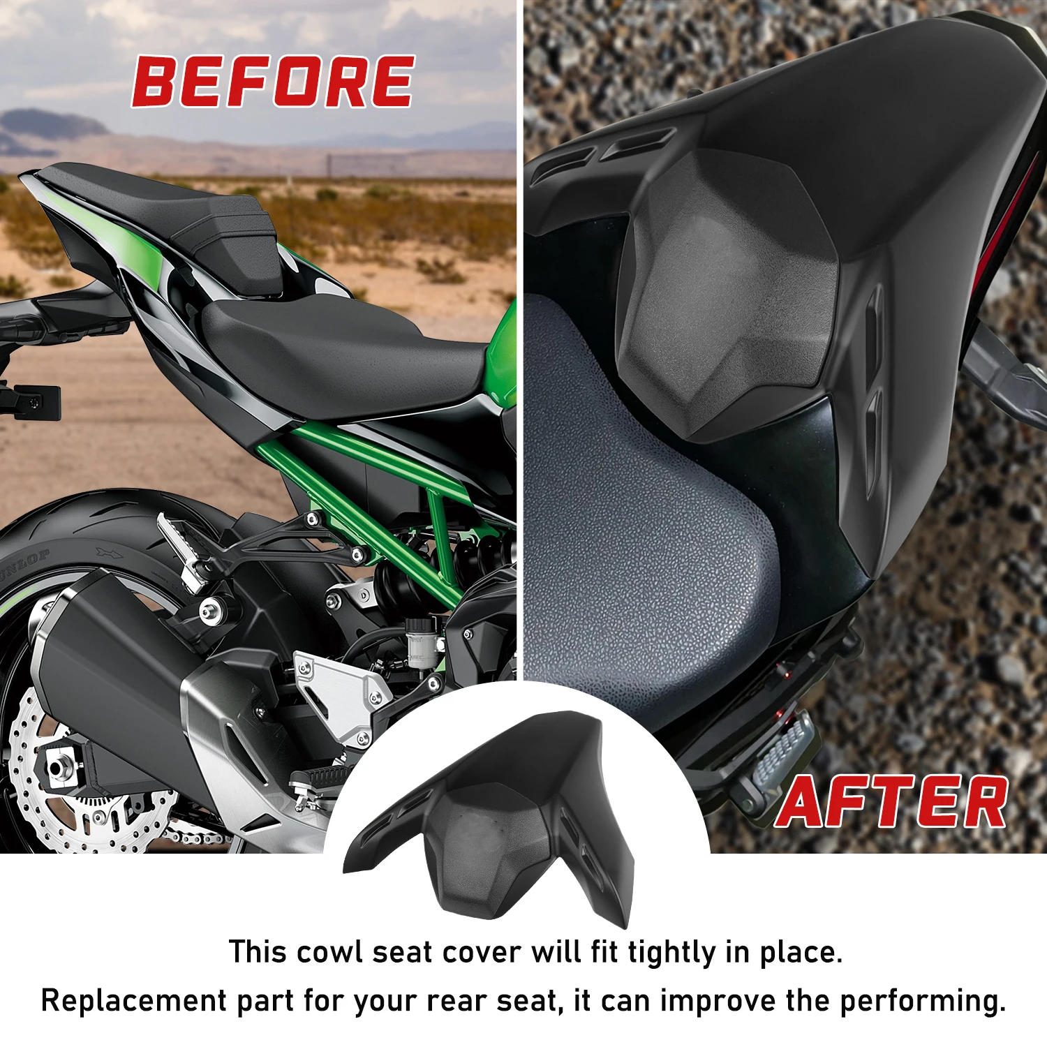 Rear Seat Cowl Cover for Kawasaki Z900 ABS 2017-2024 Rear Passenger Seat Cover Cowl for Z900 SE ABS 2022-2024 Accessories