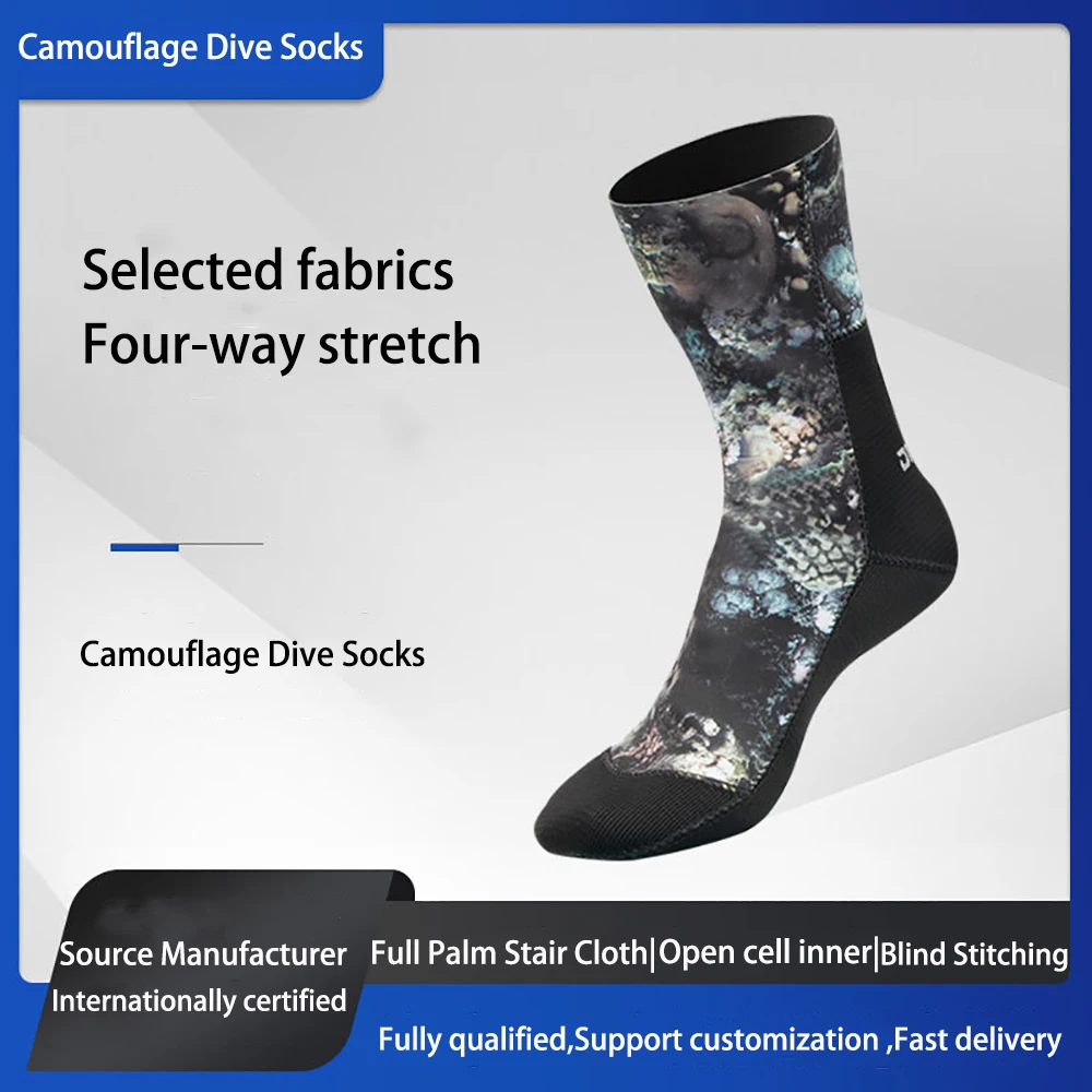 

5mm Neoprene Camouflage Socks 3mm Wetsuit Shoes Non-slip Surf Swimming Fins Socks Beach Boots Warm Socks for Snorkeling Diving