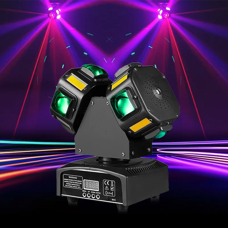 

New 8-Beam Strobe Laser 3-in-1 Dual Arm Little Gecko Double-Headed Fire Wheel Moving Head Stage Light