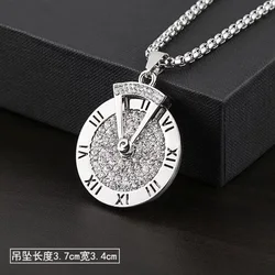 Fashionable European and American Roman numeral sweater chain to run long necklace male hip-hop all-match can turn pendant gift