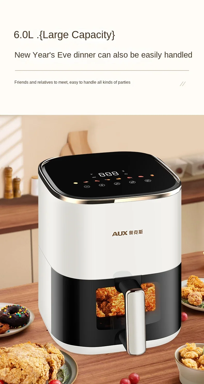 MIUI 6L Air Fryer, Electric Hot fryer Oven Oilless Cooker with Touch Control & Nonstick Basket & Visible Window, Family Size