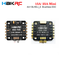 HAKRC 15A/ 25A Mini 4in1 BLHELI_S  Brushless ESC Support Dshot150/ 300/ 600 PWM Oneshot 2-5S Lipo 20x20mm for RC FPV Drone