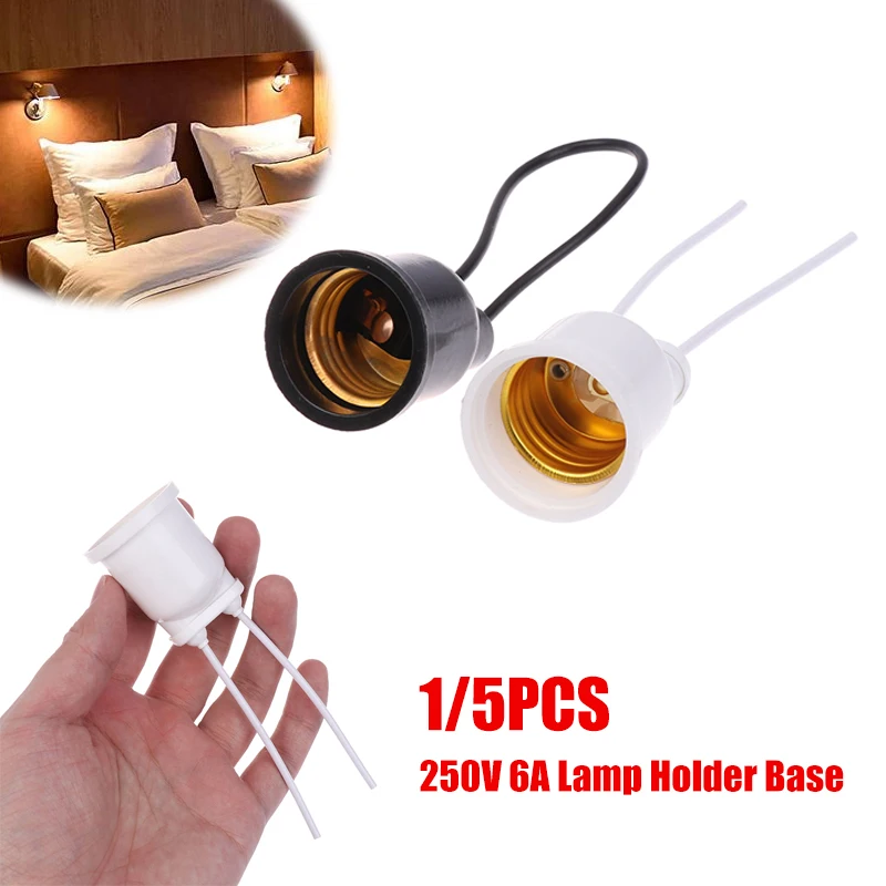 

1/5Pcs Outdoor Lighting Grow Plant Light Lampholder E27 Waterproof Copper Wire Light Bulb Socket Lamp Holder Base With Wire