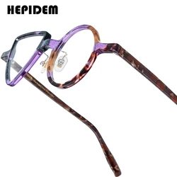 HEPIDEM Acetate Glasses Frame Men 2025 New Retro Round Square Rhomboid Eyeglasses Women Nerd Vintage Eyewear Spectacles 9391