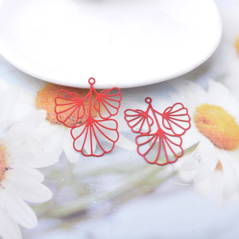 30 Stück AB8248 Messing Filigran Ausgehöhlte Blätter Anhänger Goldener Blattanhänger für DIY Damen Schmuck Ohrringe Zubehör – Detail 10