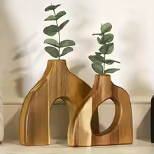 2PCS Creative Pure Solid Wood Vase Irregular Dry Flower Container Ornaments Nordic Style Handicrafts High-end Home Decoration - AliExpress 15