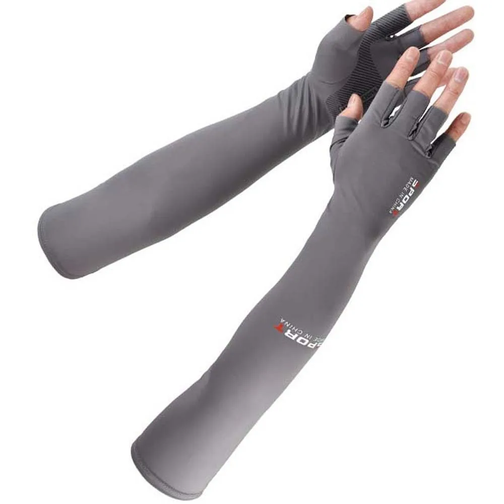 Thin Half Finger Ice Sleeves Two Fingers with Exposed Sun Protection Summer Long Arm Covers Sweat-absorption Polyester