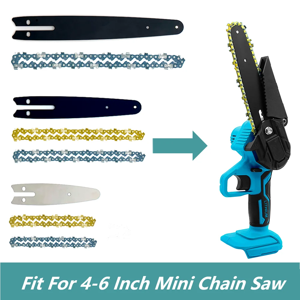 4 6 8 Inch Chain and Guide for Electric Mini Chainsaw Replacement Pruning Saw Electric Saw Parts Garden Tool Accessories