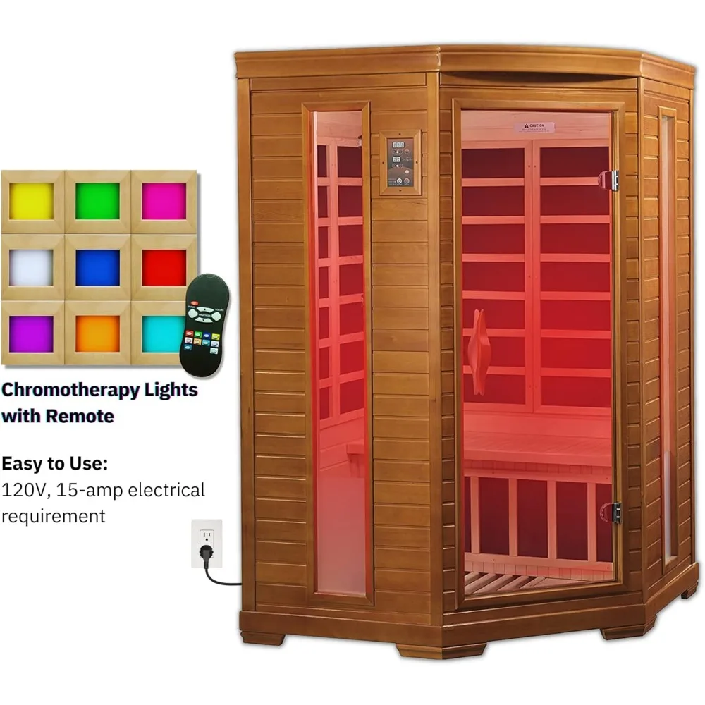 Sauna inframerah sudut rumah 2 orang, Sauna dalam ruangan EMF rendah ukuran penuh Spa pribadi dalam ruangan 49 "x 48" x 76"