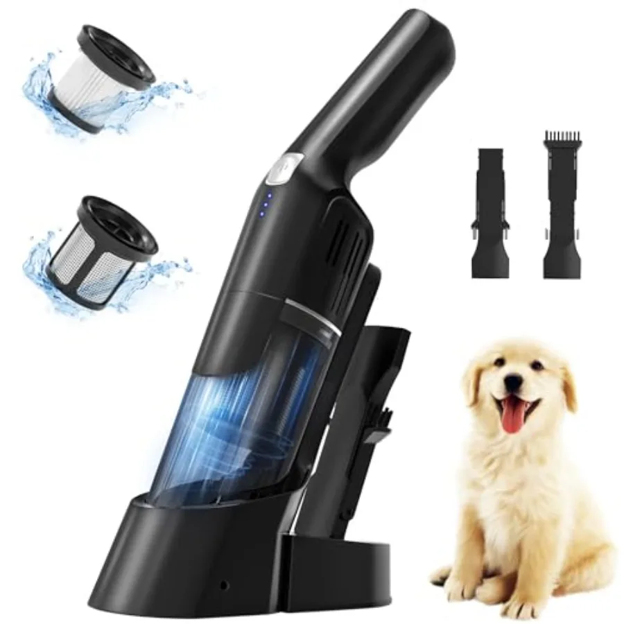 Handheld Vacuum Cordless Vacuum 15KPA Powerful Car Vacuums Rechargeable Charging Dock Ergonomic Handle 2-in-1 Crevice Tool Port