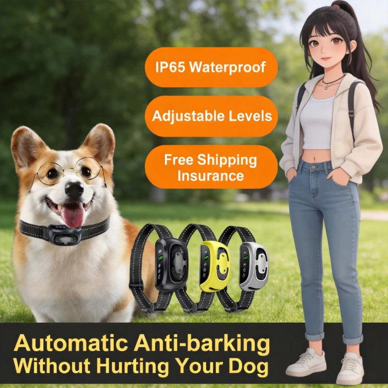 Smart Pet Dog Training Collar with Static Shock Correction, Auto Bark Control Collar Stops Unwanted Dog Barking